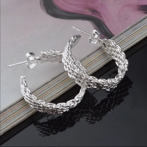 NEW 925 Sterling Silver Hoop Earrings - Picture 8 of 8
